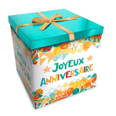 boîte cadeau joyeux anniversaire festif petit modèle | jourdefete.com