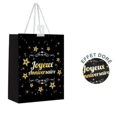 mini pochette cadeaux joyeux anniversaire or | jourdefete.com