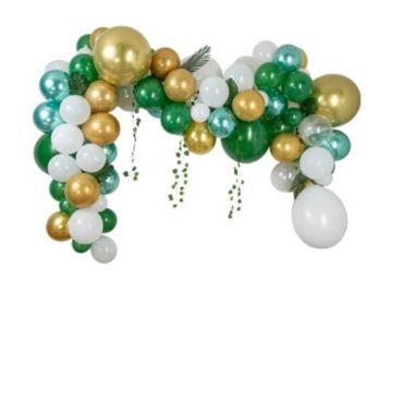 kit arche de 86 ballons verts blancs et or tropicale | jourdefete.com