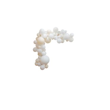 Kit Arche 72 Ballons - La Sublime Blancs Crème et Feuilles de Palme en papier ivoire