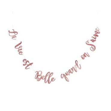guirlande la vie est belle paillettes rose gold | jourdefete.com