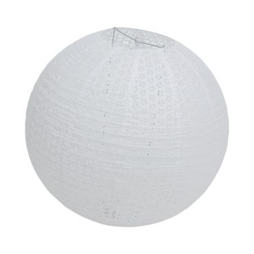 Lanterne en papier blanche avec motifs ajourés fleuris | jourdefete.com