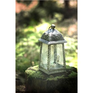 Lanterne de cimetière têtes de mort et chauves-souris