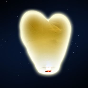 Lanterne volante coeur - Blanc
