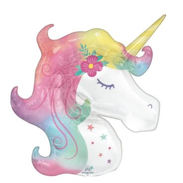 Ballon en aluminium supershape™ licorne enchantée de 83 cm | jourdefete.com