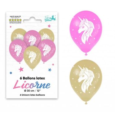 Un lot de 6 ballons pour un anniversaire pour enfant sur le thème des licornes | jourdefete.com