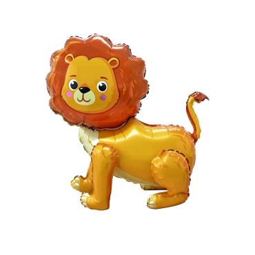 Ballon air 3D lion orange avec crinière, déco jungle ou anniversaire enfant | jourdefete.com