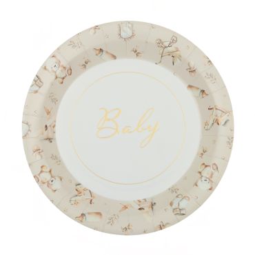 Assiettes Little Teddy ivoire décor bébé pour fête | jourdefete.com