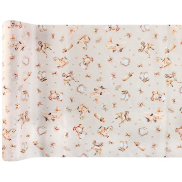 Chemin de table baby shower ourson ivoire décor baptême | jourdefete.com