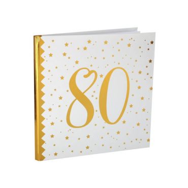 Livre d'Or Anniversaire - Blanc et Or - 80 ans | jourdefete.com