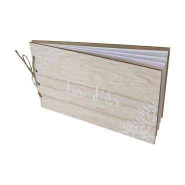Livre d'or en bois avec impression blanche pour mariage | jourdefete.com