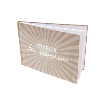Livre d’or "Joyeux Anniversaire" avec couverture beige et 80 pages pour messages | jourdefete.com Livre d’or "Joyeux Anniversaire" avec couverture beige et 80 pages pour messages | jourdefete.com