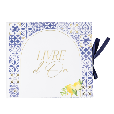 Livre d'or Dolce Vita bleu roi, blanc & or | jourdefete.com