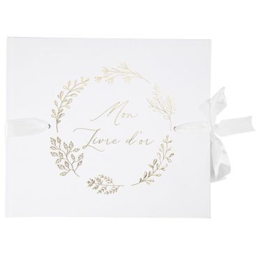 Un livre d'or blanc aux motifs dorés pour la première communion de votre enfant | jourdefete.com