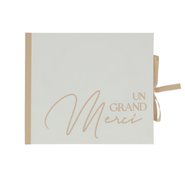 Livre d’or "Un Grand Merci" de 68 pages de couleur blanc crème | jourdefete.com