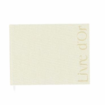 Livre d’or effet lin beige et or pour mariage ou baptême | jourdefete.com