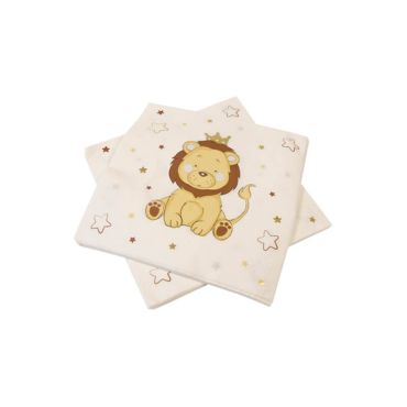 Lot de 20 serviettes - 33 x 33 cm - Lion - jourdefete.com