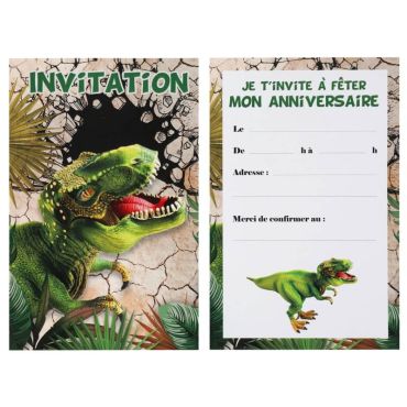 Lot de 6 cartons d'invitation - Dinosaure | jourdefete.com