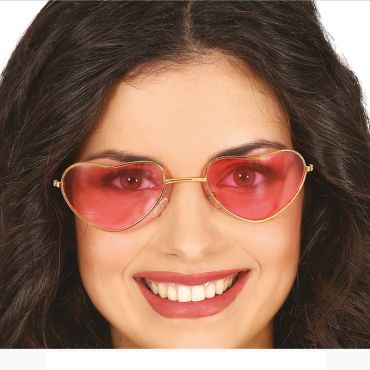 Lunettes d'Hippie avec cœurs roses et dorées pour un look rétro et fun | jourdefete.com