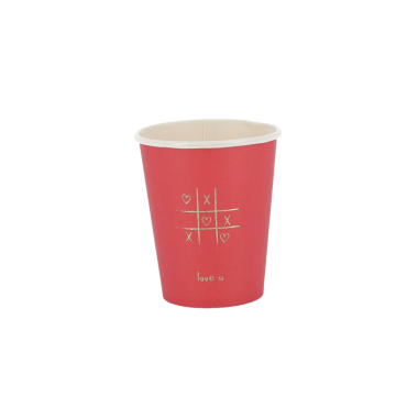 Gobelets rouges avec motifs cœurs dorés "Lovely Time" | jourdefete.com