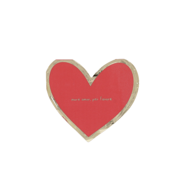 Serviettes rouges avec message doré "More Amor, Per Favore" | jourdefete.com