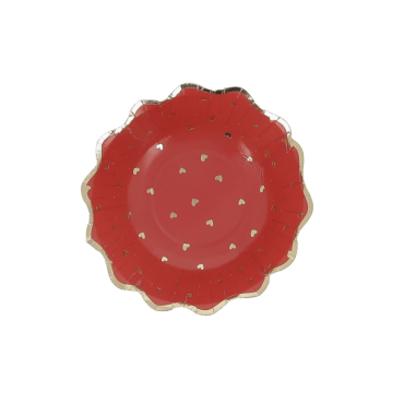 Bols rouges avec motifs de cœurs dorés | jourdefete.com