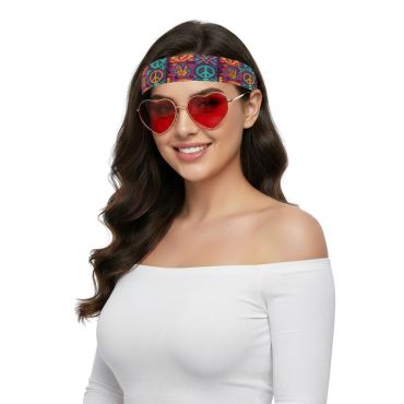 Lunettes cœur Love Hippie rouges pour fête ou EVJF | jourdefete.com