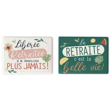 Magnet retraite rose ou vert | jourdefete.com