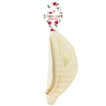 Sac banane beige en coton côtelé matelassé avec inscription brodée Maman Cool | jourdefete.com