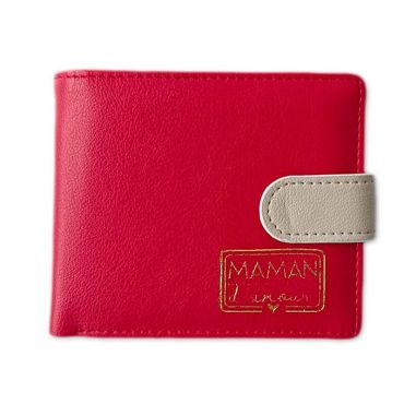 Portefeuille en simili cuir rouge maman d'amour | jourdefete.com
