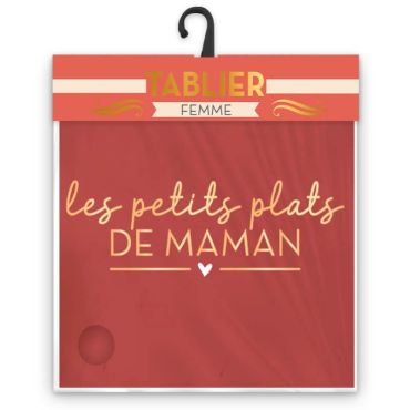 Tablier rouge et doré les petits plats de maman | jourdefete.com