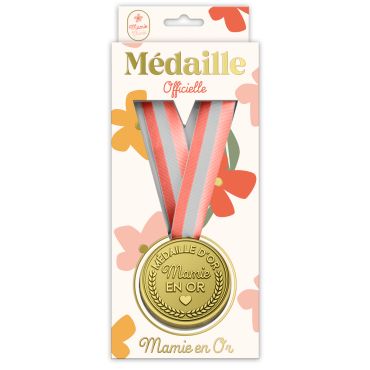 Médaille Mamie en Or avec ruban, cadeau fête des grands-mères original et festif | jourdefete.com