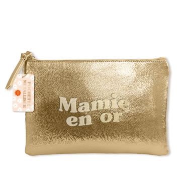 Pochette métallisée dorée "Mamie en Or" pour une mamie précieuse | jourdefete.com