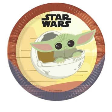 8 assiettes en carton star wars mandalorian™ | jourdefete.com