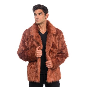 Veste en fausse fourrure brune pour un style rétro | jourdefete.com