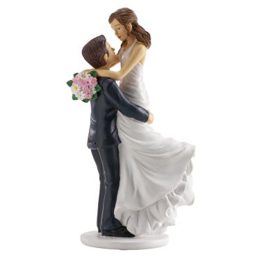 Figurine mariage couple de mariés dans les bras, décoration gâteau romantique | jourdefete.com