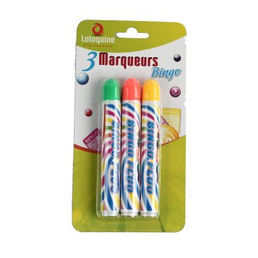 Lot de 3 Marqueurs Bingo - Jaune, Orange, Vert