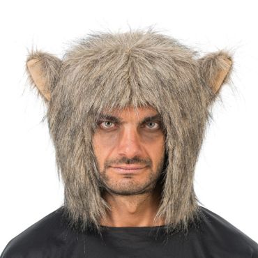 Bonnet de loup-garou avec oreilles et fourrure réaliste pour costume Halloween | jourdefete.com