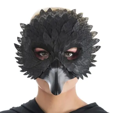 Masque du docteur de la peste noir avec plumes pour déguisement | jourdefete.com