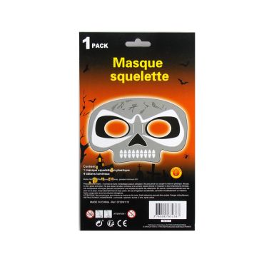 Set demi-masque squelette et ses 4 bâton lumineux