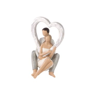 Figurine couple de mariés assis avec cœur argenté décoration mariage | jourdefete.com