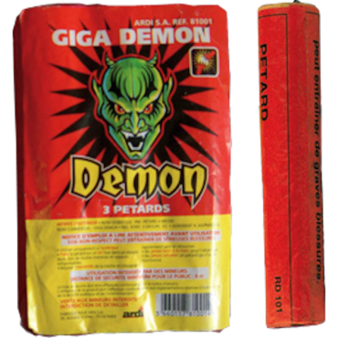 Giga Démon - pack de 3 pétards puissants pour événements festifs | jourdefete.com