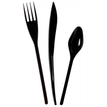 Pack 30 Couverts en Plastique - Noir