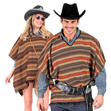 Poncho mexicain réversible à motifs colorés pour déguisement western | jourdefete.com