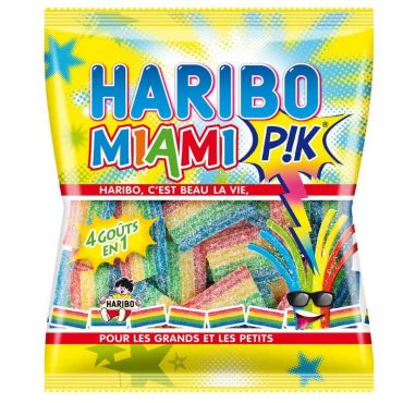 Bonbons Haribo Miami Pik acidulés en bandes multicolores | jourdefete.com