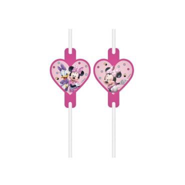 4 pailles en carton Minnie et Daisy