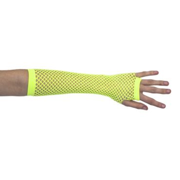 Mitaines en résille jaune fluo pour soirée années 80 | jourdefete.com