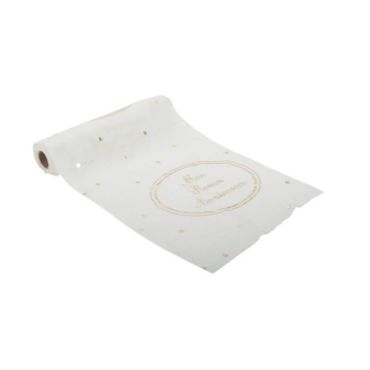 chemin de table en gaze de coton blanc mon premier anniversaire | jourdefete.com