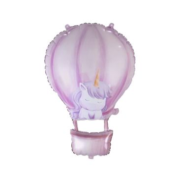 Ballon montgolfière rose avec licorne pour déco enfantine et féerique | jourdefete.com
