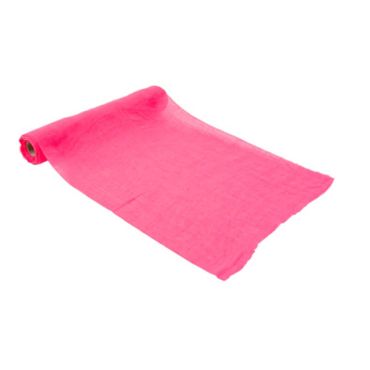chemin de table en mousseline de couleur rose fluo